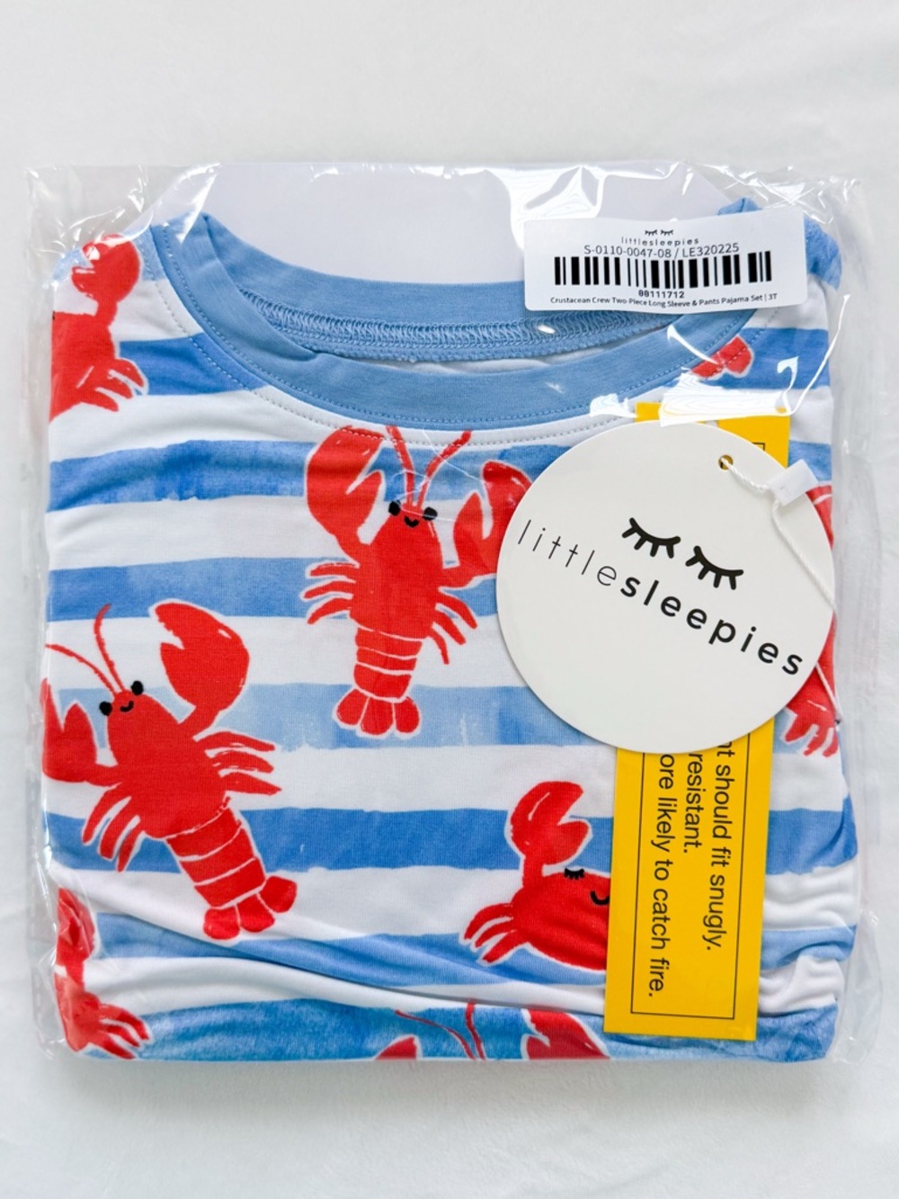 Little Sleepies Crustacean Crew Long Sleeve Two-Piece Pajama Set 3T NWT NIB